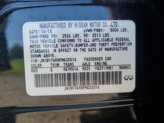 JN1BV7ARXFM420014 - 2015 INFINITI Q50 BASE შავი ფოტო 12