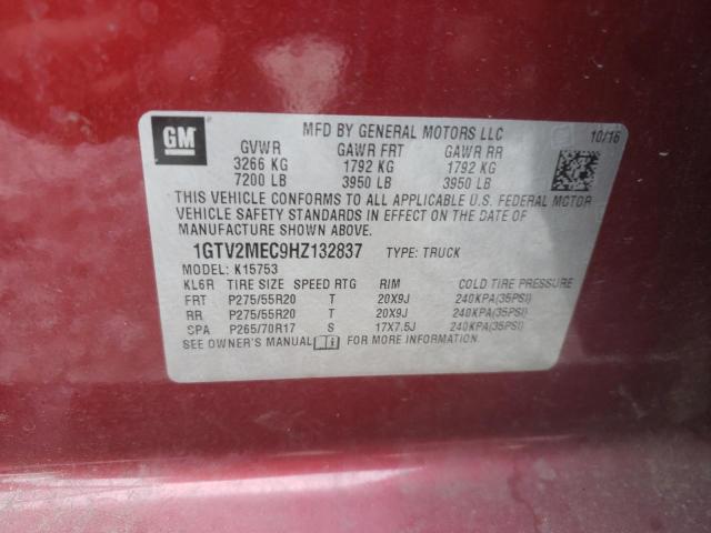 1GTV2MEC9HZ132837 - 2017 GMC SIERRA K1500 SLE MAROON photo 12