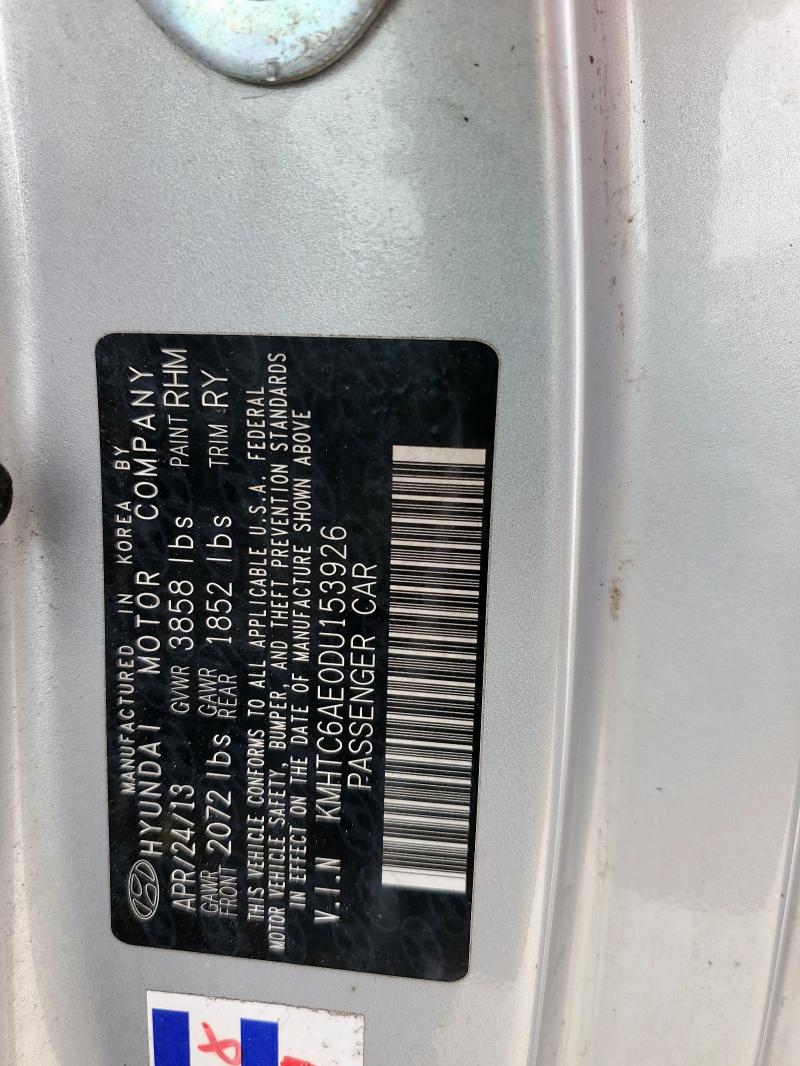 KMHTC6AE0DU153926 - 2013 HYUNDAI VELOSTER TURBO 银色 照片 12