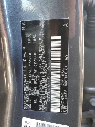 5TDGZRBH4LS011175 - 2020 TOYOTA HIGHLANDER XLE GRAY photo 12