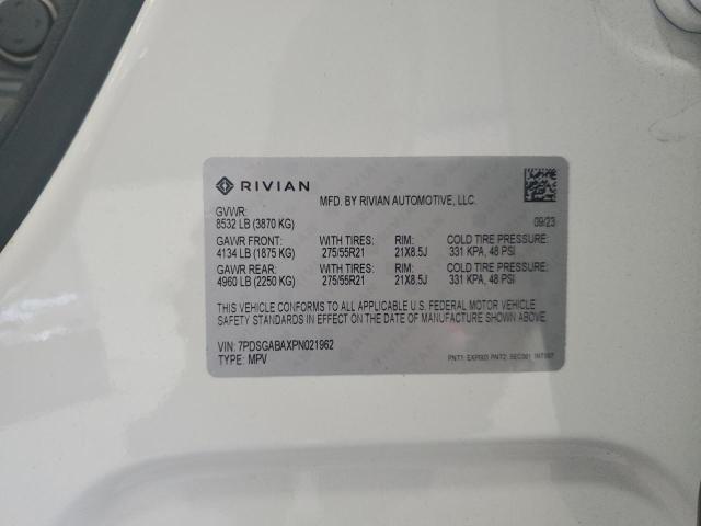 7PDSGABAXPN021962 - 2023 RIVIAN R1S ADVENTURE WHITE photo 14