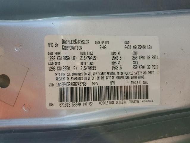 1A4GP45R46B745768 - 2006 CHRYSLER TOWN & COU 银色 照片 13