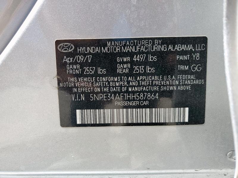 5NPE34AF1HH587864 - 2017 HYUNDAI SONATA SPORT SILVER photo 12