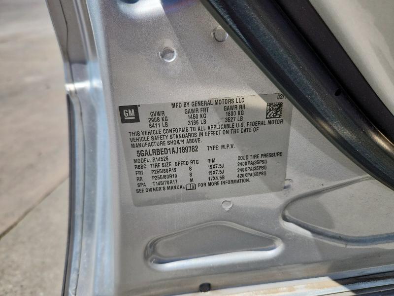 5GALRBED1AJ189782 - 2010 BUICK ENCLAVE CXL SILVER photo 13