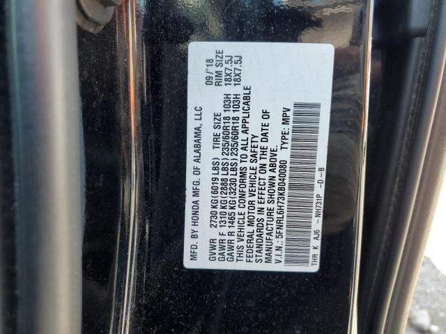 5FNRL6H73KB040080 - 2019 HONDA ODYSSEY EXL 黑色 照片 12
