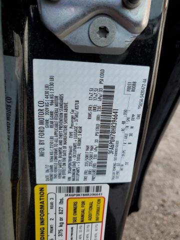 3FA6P0H78HR396641 - 2017 FORD FUSION SE BLACK photo 12