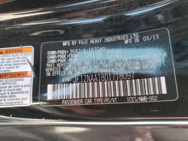 JF1ZNAA18D1718097 - 2013 TOYOTA SCION FR-S შავი ფოტო 12