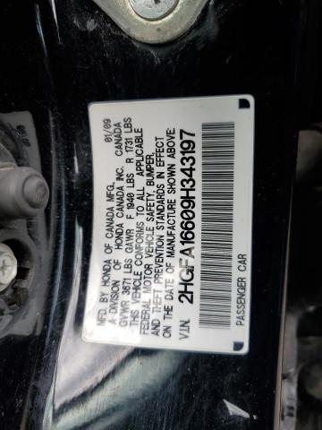 2HGFA16609H343197 - 2009 HONDA CIVIC LX-S Սև լուսանկար 12