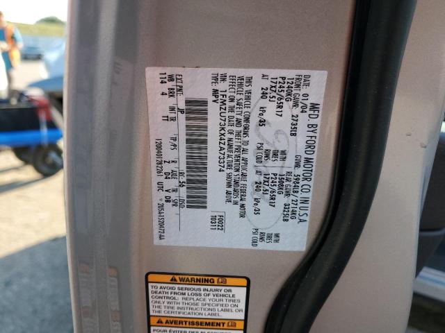 1FMZU73KX4ZA73374 - 2004 FORD EXPLORER XLT TAN photo 12