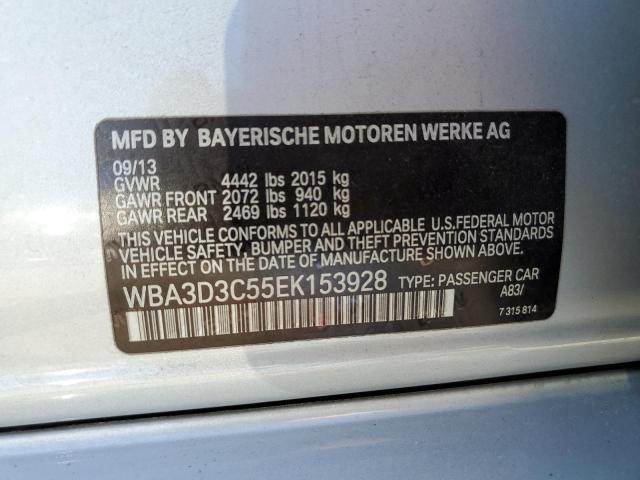 WBA3D3C55EK153928 - 2014 BMW 328 D SILVER photo 12