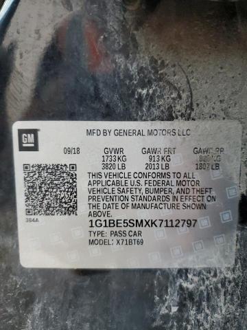 1G1BE5SMXK7112797 - 2019 CHEVROLET CRUZE LT შავი ფოტო 12