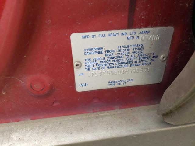 JF1SF65501H735374 - 2001 SUBARU FORESTER S RED photo 13
