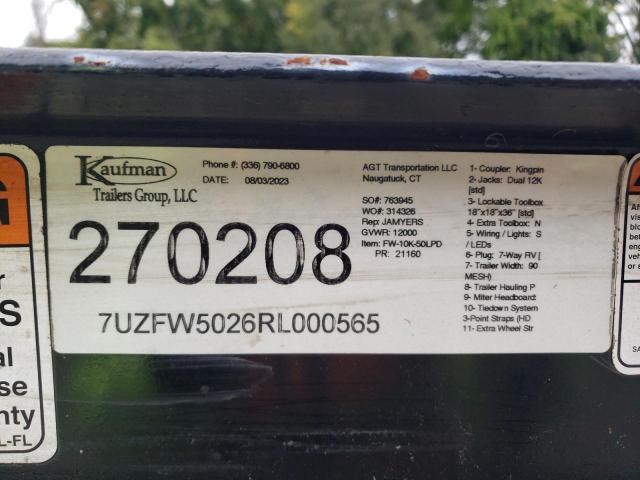 7UZFW5026RL000565 - 2024 KAUFMAN CAR HAULER BLACK photo 10