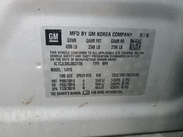 KL7CJLSB5JB637706 - 2018 CHEVROLET TRAX 1LT Silber Foto 13