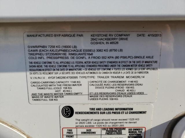 4YDF34028E4700095 - 2014 KEYSTONE MONTANA WHITE photo 10