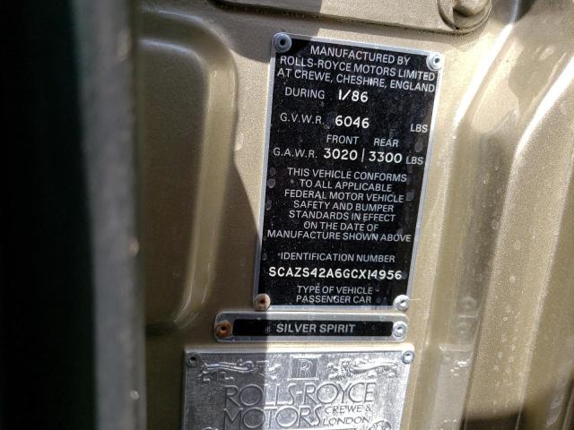 SCAZS42A6GCX14956 - 1986 ROLLS-ROYCE SILVER SPI Bej foto 12