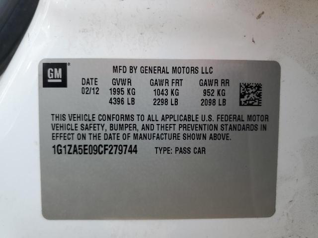 1G1ZA5E09CF279744 - 2012 CHEVROLET MALIBU LS WHITE photo 12