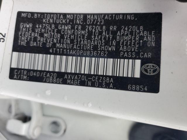 4T1T11AK0PU836762 - 2023 TOYOTA CAMRY SE NIGHT SHADE WHITE photo 12