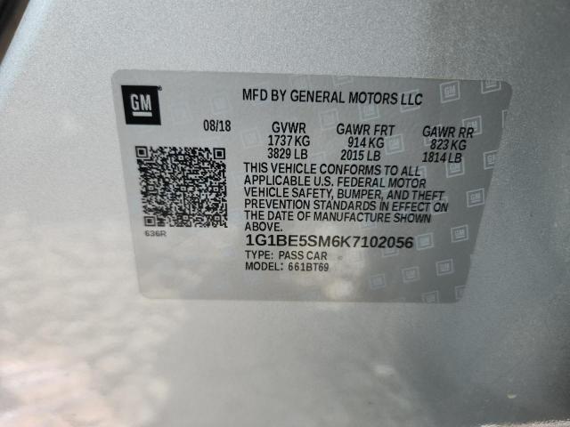 1G1BE5SM6K7102056 - 2019 CHEVROLET CRUZE LT SILVER photo 13