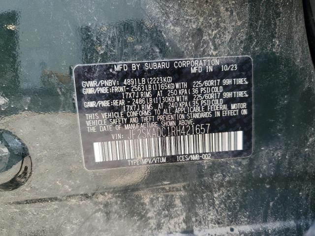JF2SKADC1RH421657 - 2024 SUBARU FORESTER PREMIUM GREEN photo 14