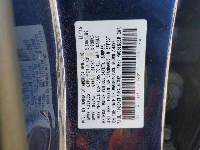 1HGCR2F70GA083342 - 2016 HONDA ACCORD EX BLUE photo 13