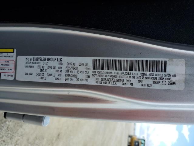 1C4BJWEG7CL228448 - 2012 JEEP WRANGLER U SAHARA SILVER photo 10