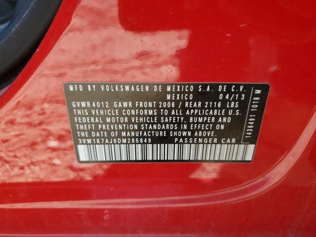 3VW1K7AJ6DM285849 - 2013 VOLKSWAGEN JETTA BASE 红色 照片 12