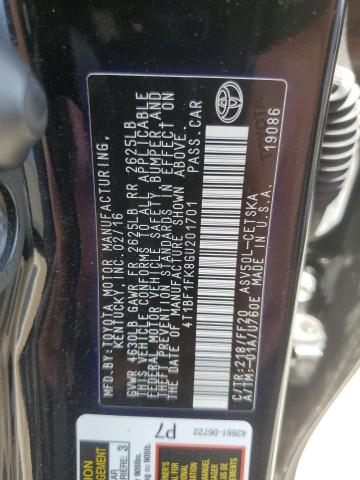 4T1BF1FK8GU201701 - 2016 TOYOTA CAMRY LE BLACK photo 12