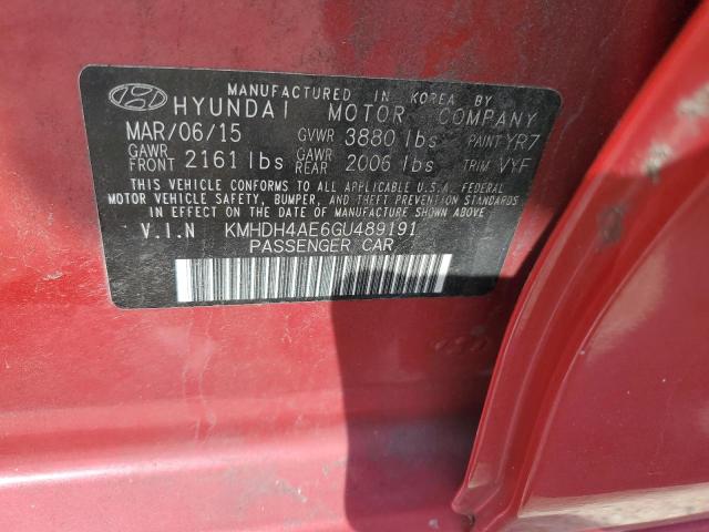 KMHDH4AE6GU489191 - 2016 HYUNDAI ELANTRA SE RED photo 12