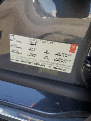5YJSA1E21JF247083 - 2018 TESLA MODEL S Մոխրագույն լուսանկար 12