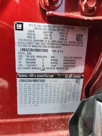 LRBAZLR41MD073800 - 2021 BUICK ENVISION PREFERRED BURGUNDY photo 13