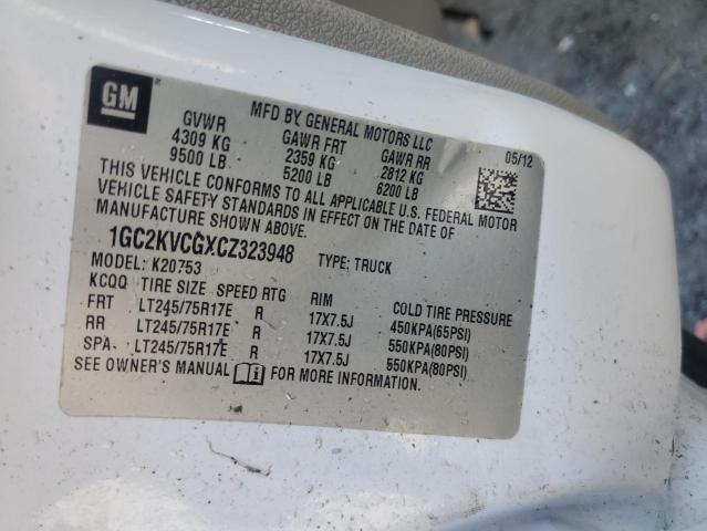 1GC2KVCGXCZ323948 - 2012 CHEVROLET SILVERADO K2500 HEAVY DUTY WHITE photo 12