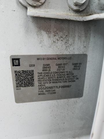 1G1ZD5ST7LF069987 - 2020 CHEVROLET MALIBU LT WHITE photo 12