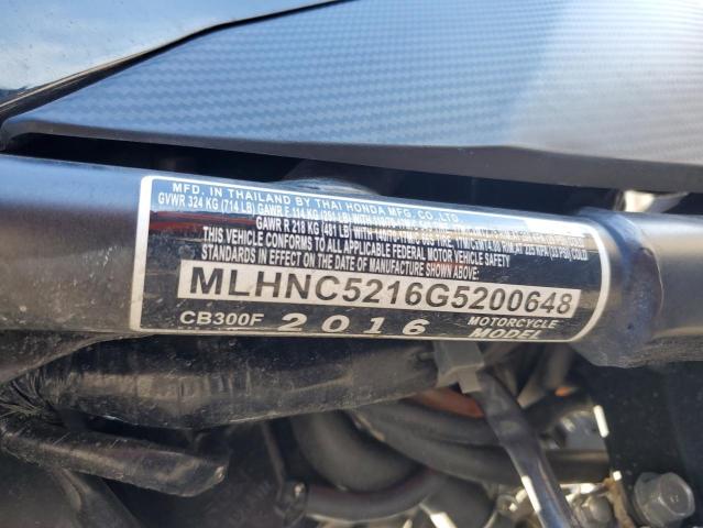 MLHNC5216G5200648 - 2016 HONDA CB300 F BLACK photo 10
