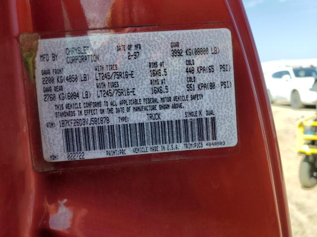 1B7KF26D3VJ581878 - 1997 DODGE RAM 2500 RED photo 12