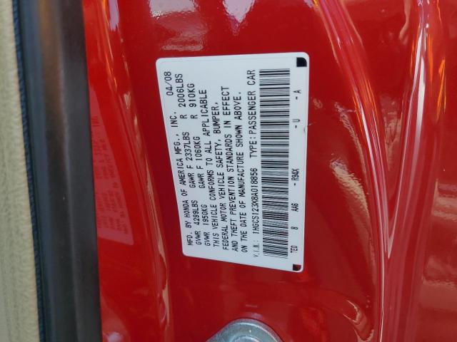 1HGCS123X8A018856 - 2008 HONDA ACCORD LX-S RED photo 12