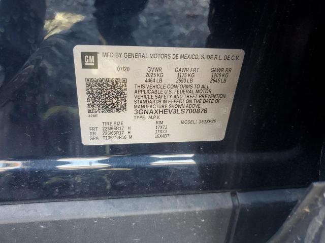 3GNAXHEV3LS700876 - 2020 CHEVROLET EQUINOX LS ლურჯი ფოტო 13