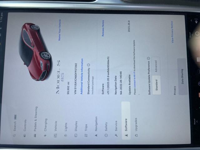 5YJSA1CN9DFP27292 - 2013 TESLA MODEL S Կարմիր լուսանկար 8