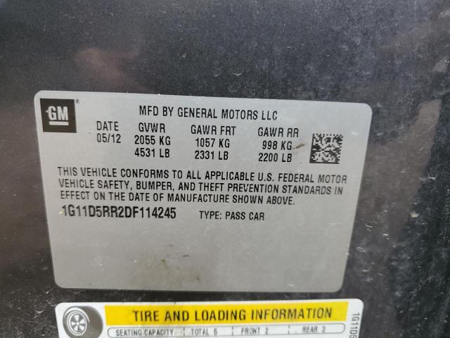 1G11D5RR2DF114245 - 2013 CHEVROLET MALIBU 1LT GRAY photo 12