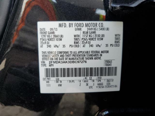 2FMDK3AK3DBC97276 - 2013 FORD EDGE SPORT BLACK photo 13