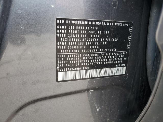 3VV2B7AX4NM019101 - 2022 VOLKSWAGEN TIGUAN SE 灰色 照片 14