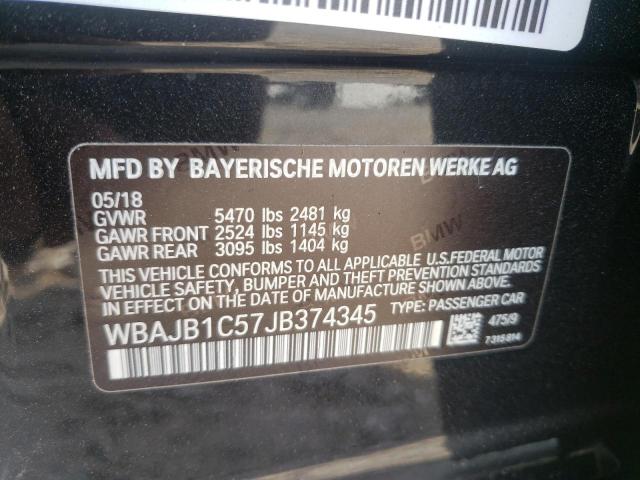 WBAJB1C57JB374345 - 2018 BMW 530 BLACK photo 10