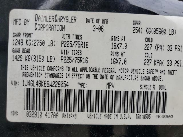 1J4GL48K66W228054 - 2006 JEEP LIBERTY SPORT 黑色 照片 13