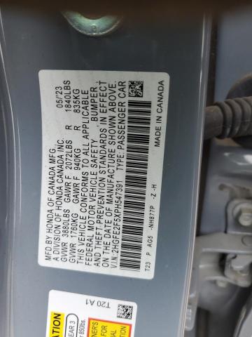 2HGFE2F5XPH547391 - 2023 HONDA CIVIC SPORT GRAY photo 13