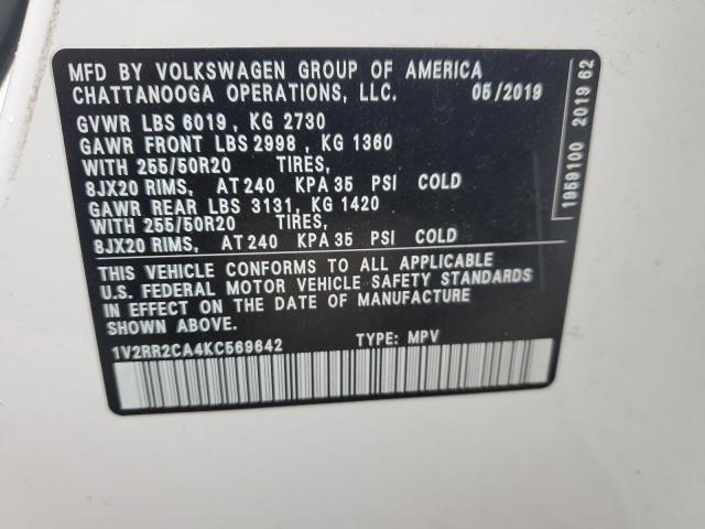1V2RR2CA4KC569642 - 2019 VOLKSWAGEN ATLAS SEL Ağ foto 14