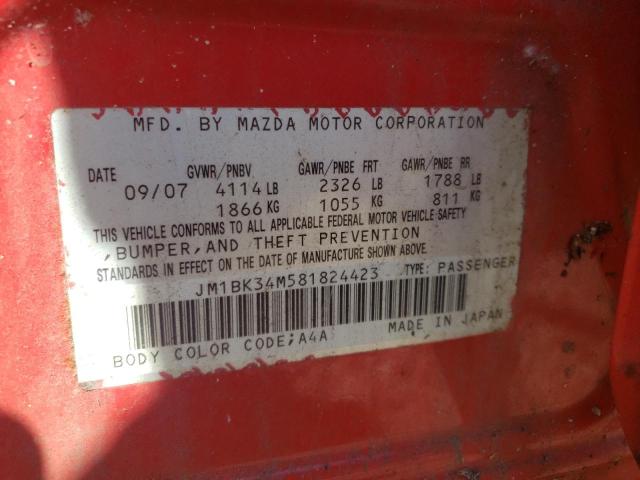 JM1BK34M581824423 - 2008 MAZDA SPEED 3 Қызыл фото 12