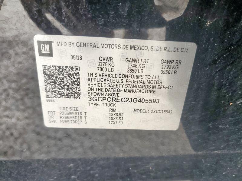 3GCPCREC2JG405593 - 2018 CHEVROLET SILVERADO C1500 LT 黑色 照片 12