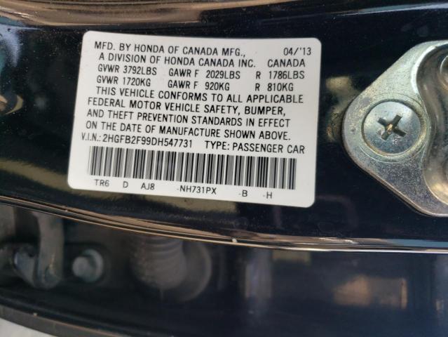 2HGFB2F99DH547731 - 2013 HONDA CIVIC EXL შავი ფოტო 12