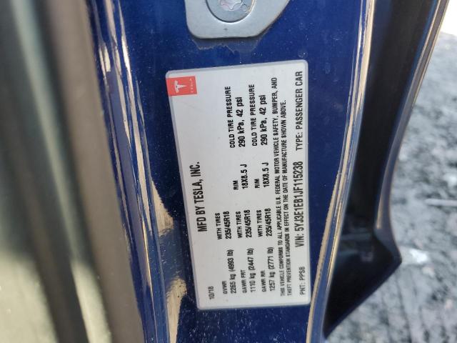 5YJ3E1EB1JF115238 - 2018 TESLA MODEL 3 Көк фото 23