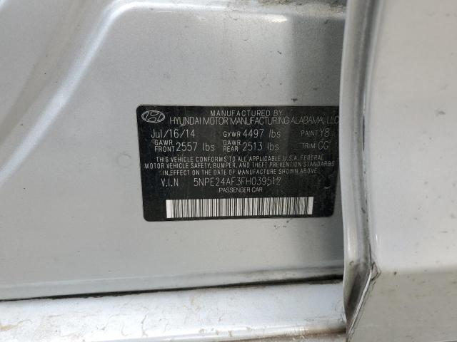 5NPE24AF3FH039512 - 2015 HYUNDAI SONATA SE SILVER photo 13